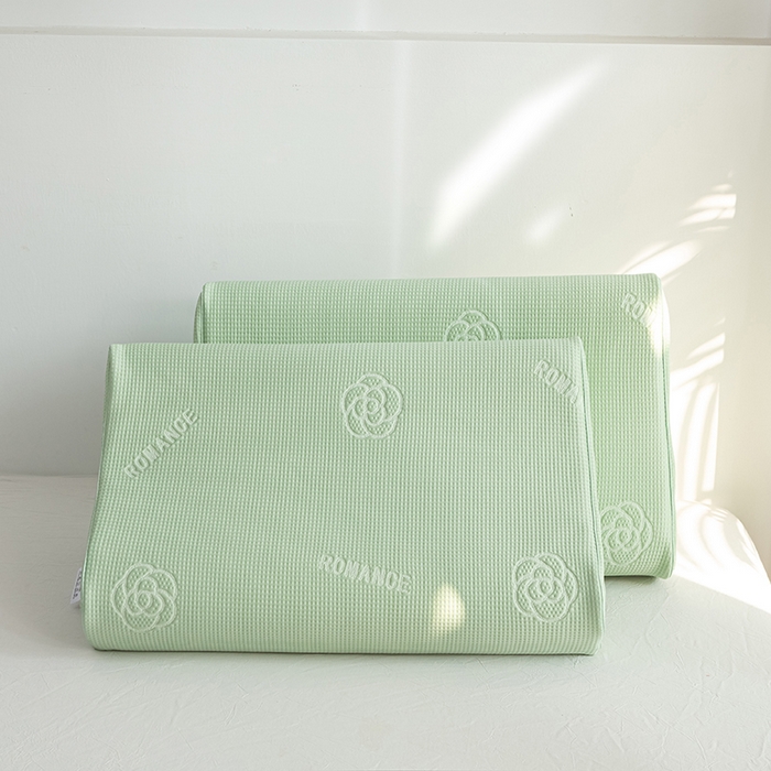 91家纺网 家纺一手货源 找家纺 萌番宝 2025山茶花冰丝凉感凉感丝乳胶枕夏季冰凉感 山茶花绿色