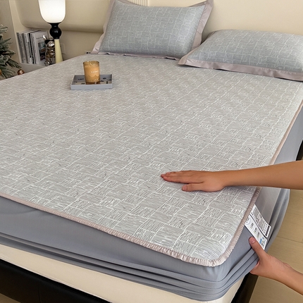 卡初家居（原微来）2025新款超柔凉感冰丝凉席 素雅灰-床笠