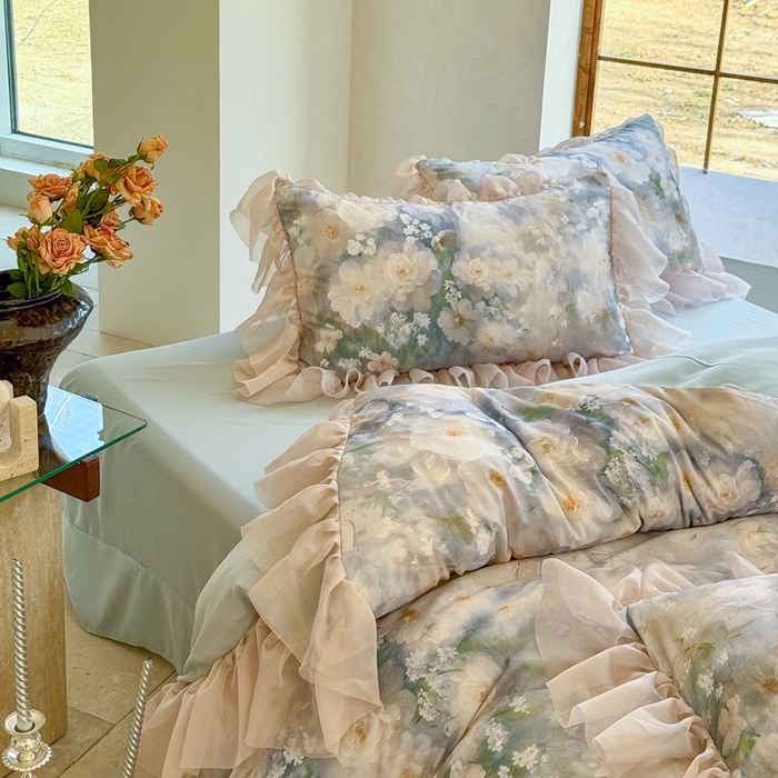 91家纺网 家纺一手货源 找家纺 仟网汇 2025新款韩版棉代尔法式四件套 朱蒂