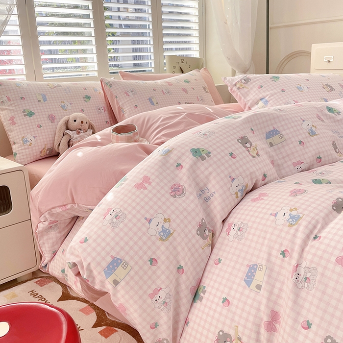 91家纺网 家纺一手货源 找家纺 宜家坊 2025全棉13070单被套印花小清新卡通碎花纯棉单品被套枕套（有预缩售后无忧 免费提供买家秀） 小不点们