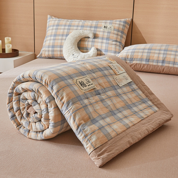 91家纺网 家纺一手货源 找家纺 招财星家纺 2025新款新疆棉花被夏被100%里外全棉棉花夏被无印风全棉色织水洗棉夏凉被空调被春秋被单人可机洗 初见