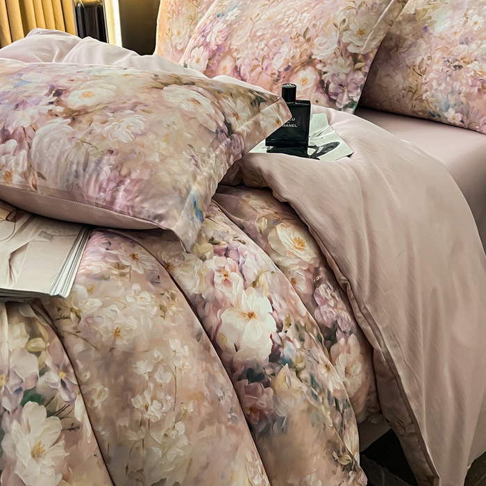 91家纺网 家纺一手货源 找家纺 仟网汇 2025新款棉代尔轻奢系列四件套 梅芙