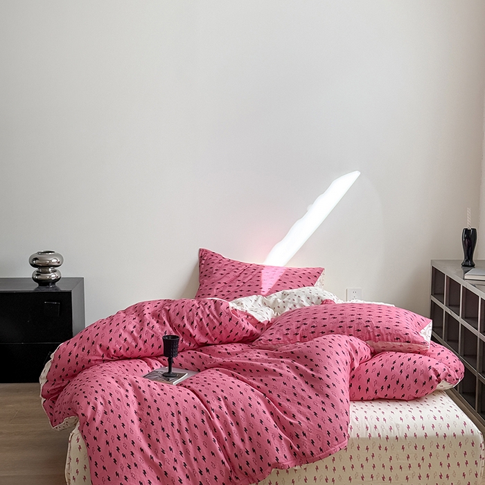 91家纺网 家纺一手货源 找家纺 窝米 2025新品简约时尚双层纱系列四件套 APT