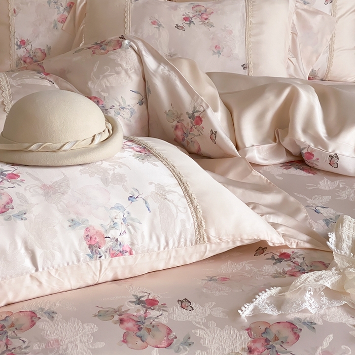 91家纺网 家纺一手货源 找家纺 （总）黛舒家居 2025新款兰精天丝刺绣提花四件套-梦蝶