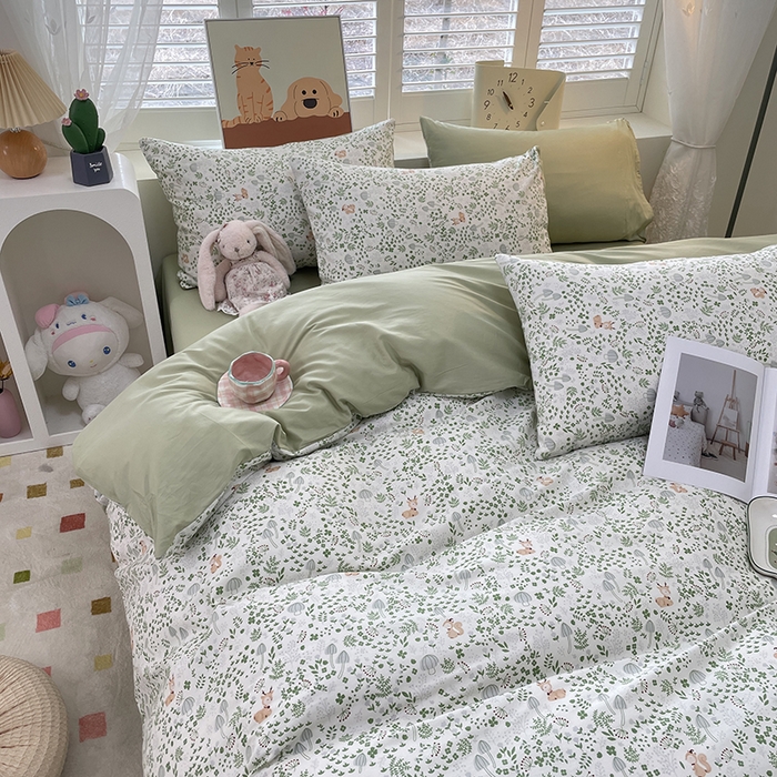 91家纺网 家纺一手货源 找家纺 宜家坊 2025全棉13070单被套印花小清新卡通碎花纯棉单品被套枕套（有预缩售后无忧 免费提供买家秀） 松鼠小鹿