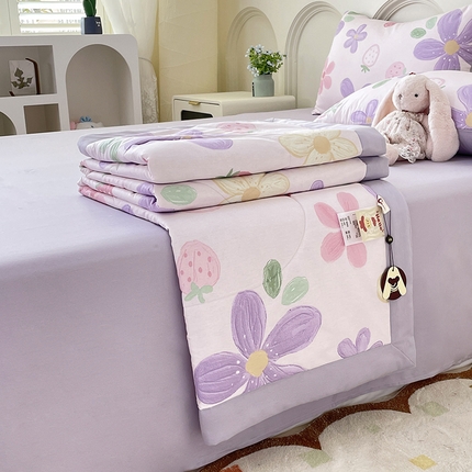 丫丫2025新款里外全棉棉花夏被风格2 泫雅花紫