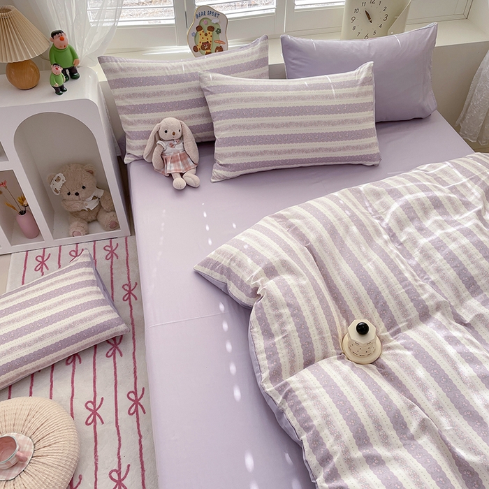 91家纺网 家纺一手货源 找家纺 宜家坊 2025新款全棉13070单床单床笠纯棉单品枕套床笠床单（有预缩尺寸 售后无忧 免费提供买家秀） 紫朱花