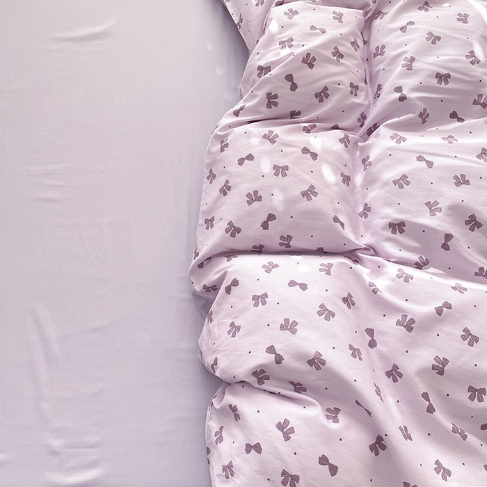 91家纺网 家纺一手货源 找家纺 宜家坊 2025新款全棉13070单床单床笠纯棉单品枕套床笠床单（有预缩尺寸 售后无忧 免费提供买家秀） 紫色蝴蝶结
