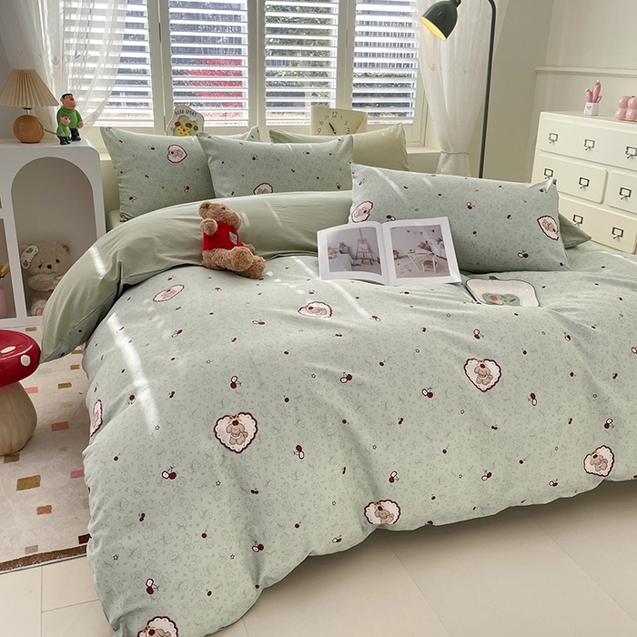 91家纺网 家纺一手货源 找家纺 宜家坊 2025热款全棉四件套学生床三件套单品床单床笠单被套印花小清新卡通碎花纯棉三四件套 小可爱樱桃