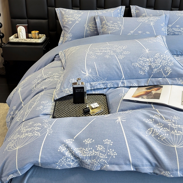 91家纺网 家纺一手货源 找家纺 海洋家纺 2025新款全棉磨毛四件套 晨暮间 灰