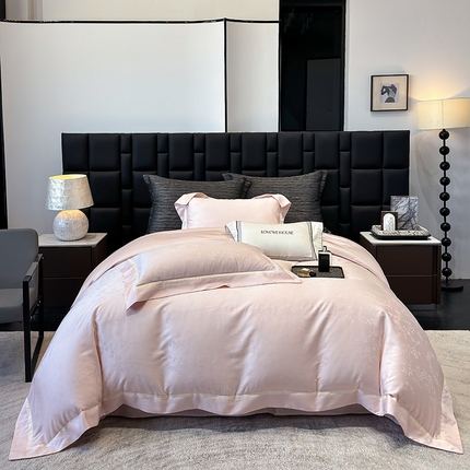 91家纺网 家纺一手货源 找家纺 （总）若未家居 LOVEWE HOUSE 2025新款兰精天丝棉轻奢提花双拼撞色工艺套件四件套-春晓