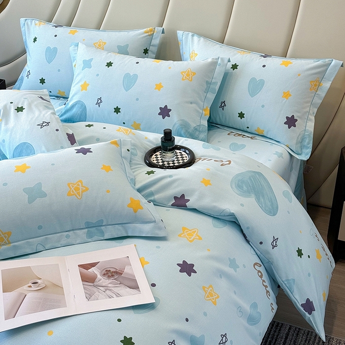 91家纺网 家纺一手货源 找家纺 海洋家纺 2025新款全棉磨毛四件套 快乐星球