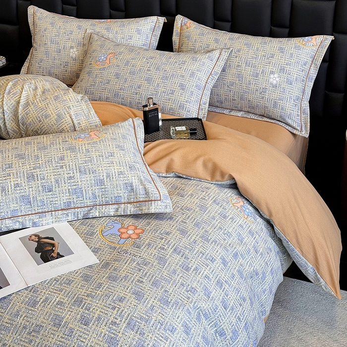 91家纺网 家纺一手货源 找家纺 海洋家纺 2025新款全棉磨毛四件套 芙拉