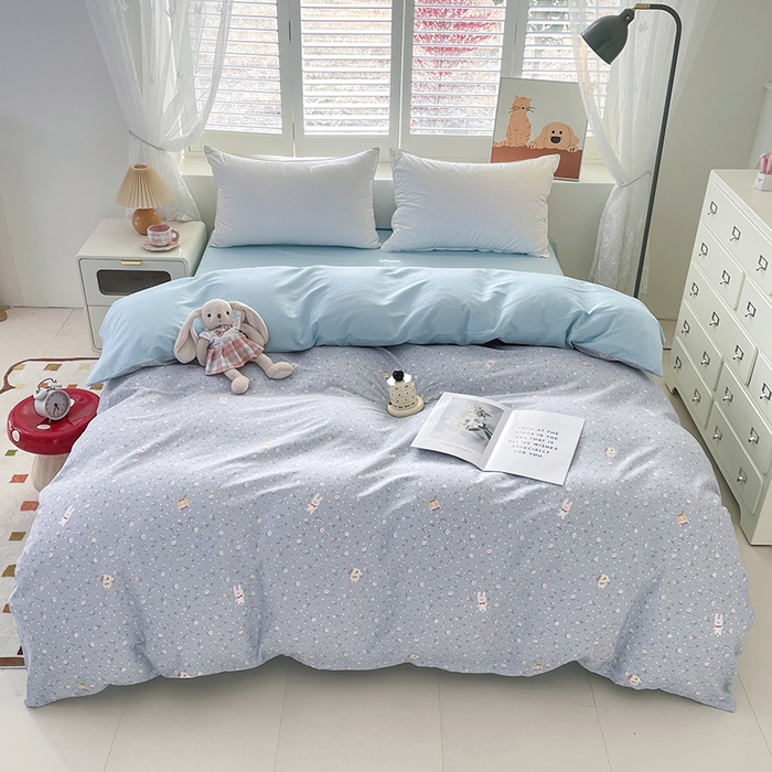 91家纺网 家纺一手货源 找家纺 宜家坊 2025热款全棉四件套学生床三件套单品床单床笠单被套印花小清新卡通碎花纯棉三四件套 嘉兰