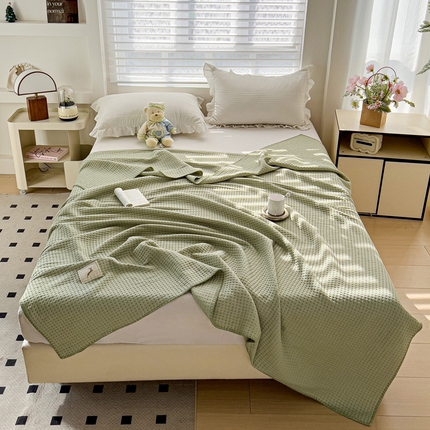 91家纺网 家纺一手货源 找家纺 （总）十九色 2025新款全尺寸三角针盖毯夏被华夫格双面冷感夏被毯