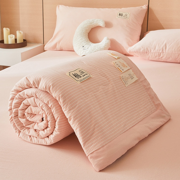 91家纺网 家纺一手货源 找家纺 招财星家纺 2025新款新疆棉花被夏被100%里外全棉棉花夏被无印风全棉色织水洗棉夏凉被空调被春秋被单人可机洗 简月