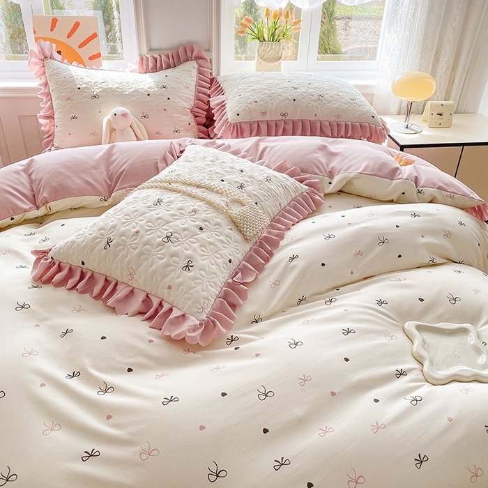 91家纺网 家纺一手货源 找家纺 （总）提花大世界 2025直播热款A类针织棉双层纱夹棉床盖床裙花边单件三件四件套