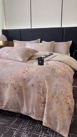 91家纺网 家纺一手货源 找家纺 仟网汇 2025新款棉代尔轻奢系列四件套 妮娜