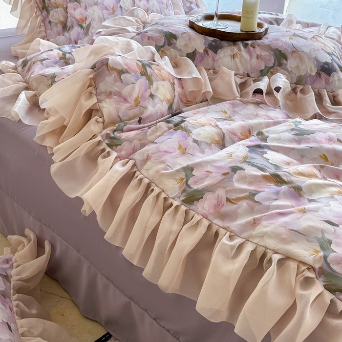 91家纺网 家纺一手货源 找家纺 仟网汇 2025新款韩版棉代尔法式四件套 仙本娜