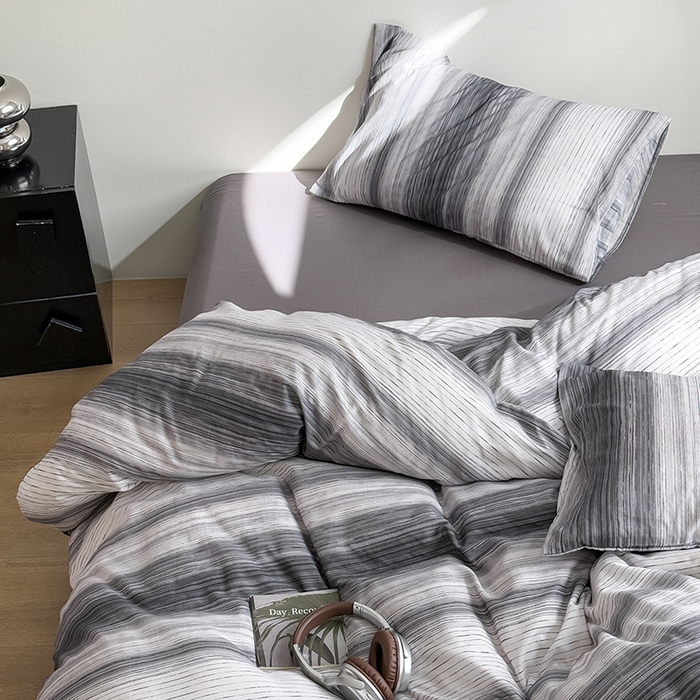 91家纺网 家纺一手货源 找家纺 窝米 2025新品简约时尚双层纱系列四件套 圣奇尼