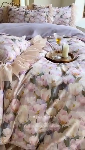 91家纺网 家纺一手货源 找家纺 仟网汇 2025新款韩版棉代尔法式四件套 仙本娜