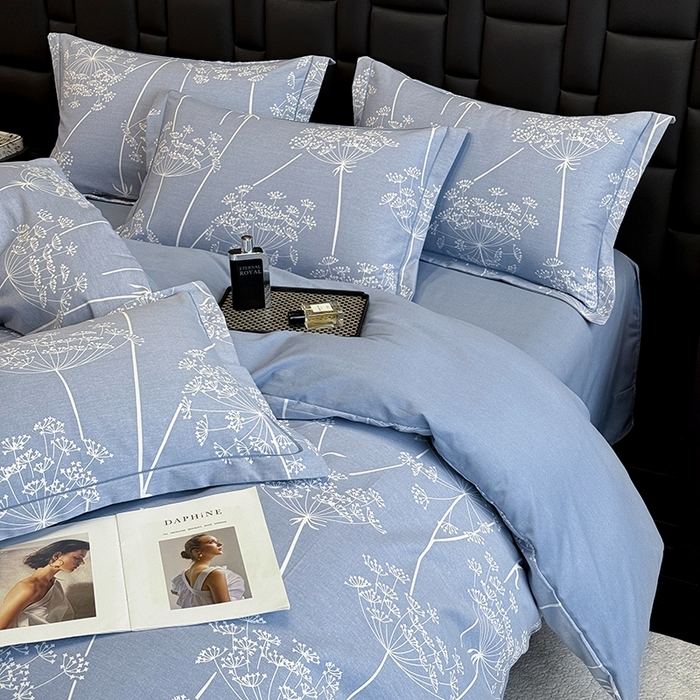 91家纺网 家纺一手货源 找家纺 海洋家纺 2025新款全棉磨毛四件套 晨暮间 灰