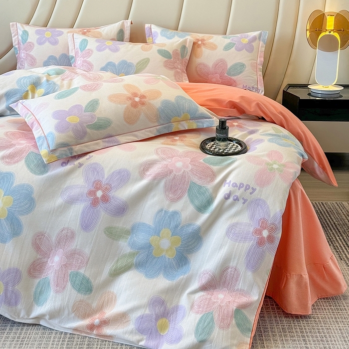 91家纺网 家纺一手货源 找家纺 海洋家纺 2025新款全棉磨毛四件套 洛城时光