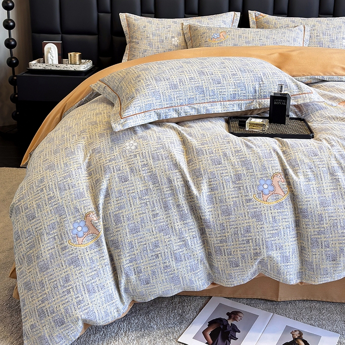 91家纺网 家纺一手货源 找家纺 海洋家纺 2025新款全棉磨毛四件套 芙拉