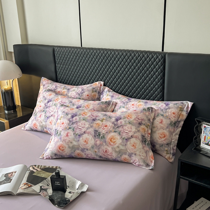 91家纺网 家纺一手货源 找家纺 仟网汇 2025新款棉代尔轻奢系列四件套 花非花