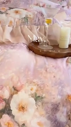 91家纺网 家纺一手货源 找家纺 仟网汇 2025新款韩版棉代尔法式四件套 莫妮卡