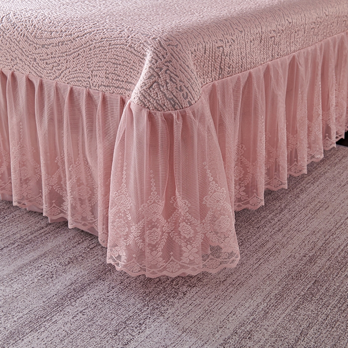 91家纺网 家纺一手货源 找家纺 青雅席业 2025新款7A抗菌母婴级纯乙纶PE刺绣凉感丝豆豆席床单款 肌理纹-粉