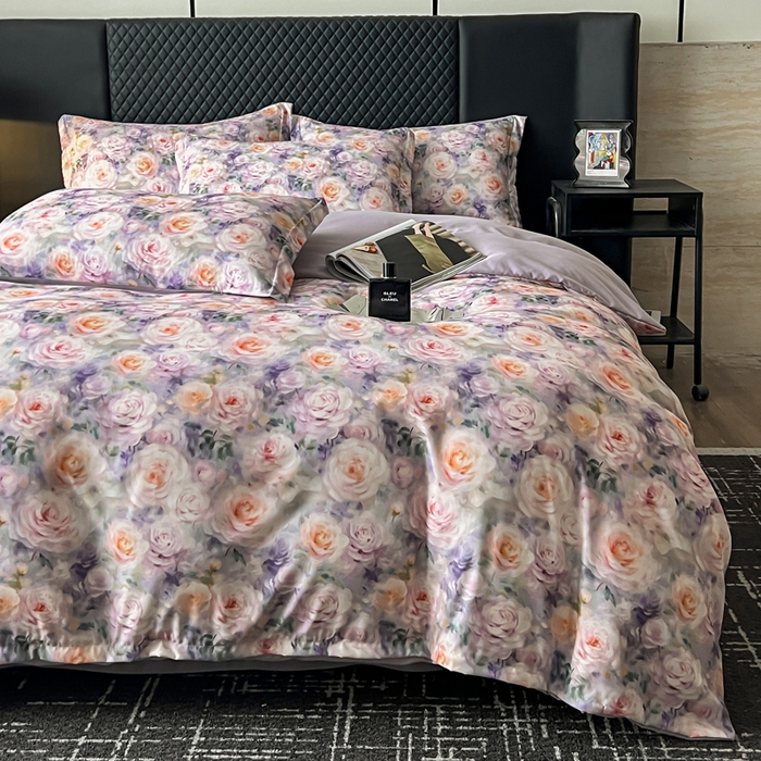 91家纺网 家纺一手货源 找家纺 仟网汇 2025新款棉代尔轻奢系列四件套 花非花