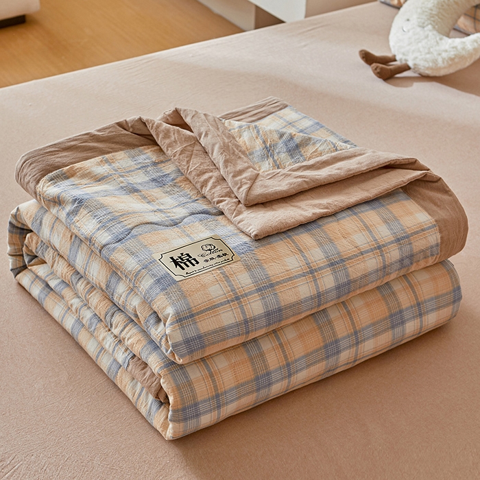 91家纺网 家纺一手货源 找家纺 招财星家纺 2025新款新疆棉花被夏被100%里外全棉棉花夏被无印风全棉色织水洗棉夏凉被空调被春秋被单人可机洗 初见