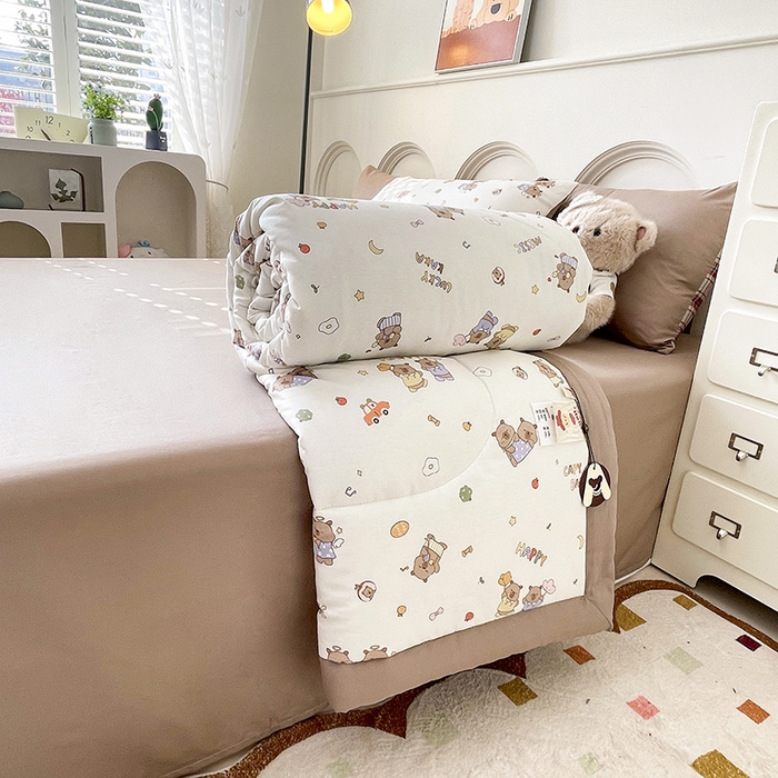 91家纺网 家纺一手货源 找家纺 丫丫2025新款里外全棉棉花夏被风格2 卡皮吧啦