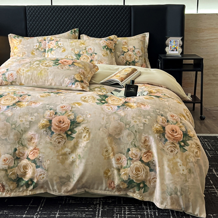 91家纺网 家纺一手货源 找家纺 仟网汇 2025新款棉代尔轻奢系列四件套 波西亚