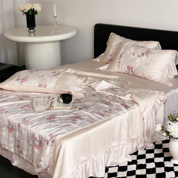 91家纺网 家纺一手货源 找家纺 （总）黛舒家居 2025新款兰精天丝刺绣提花夏被四件套-梦蝶