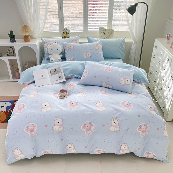 91家纺网 家纺一手货源 找家纺 宜家坊 2025热款全棉四件套学生床三件套单品床单床笠单被套印花小清新卡通碎花纯棉三四件套 博美