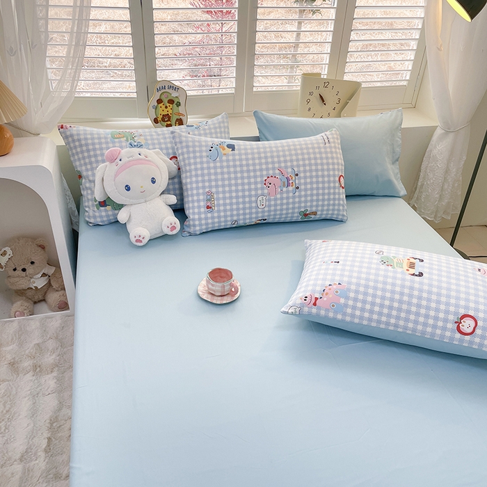 91家纺网 家纺一手货源 找家纺 宜家坊 2025新款全棉13070单床单床笠纯棉单品枕套床笠床单（有预缩尺寸 售后无忧 免费提供买家秀） 小恐龙