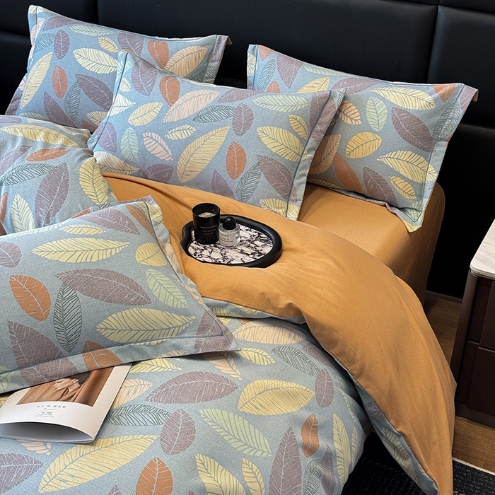 91家纺网 家纺一手货源 找家纺 海洋家纺 2025新款全棉磨毛四件套 春熙 蓝