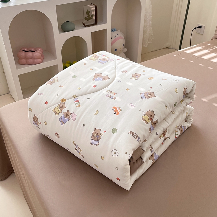 91家纺网 家纺一手货源 找家纺 丫丫2025新款里外全棉棉花夏被风格2 卡皮吧啦