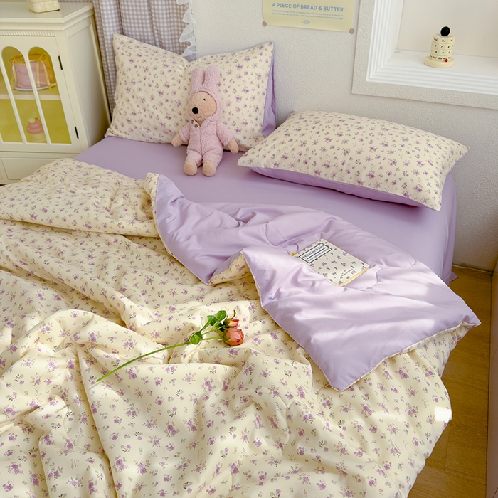 91家纺网 家纺一手货源 找家纺 弗苓家纺 2025 A类有氧针织双层纱夏被四件套直播爆款 蕾拉小姐