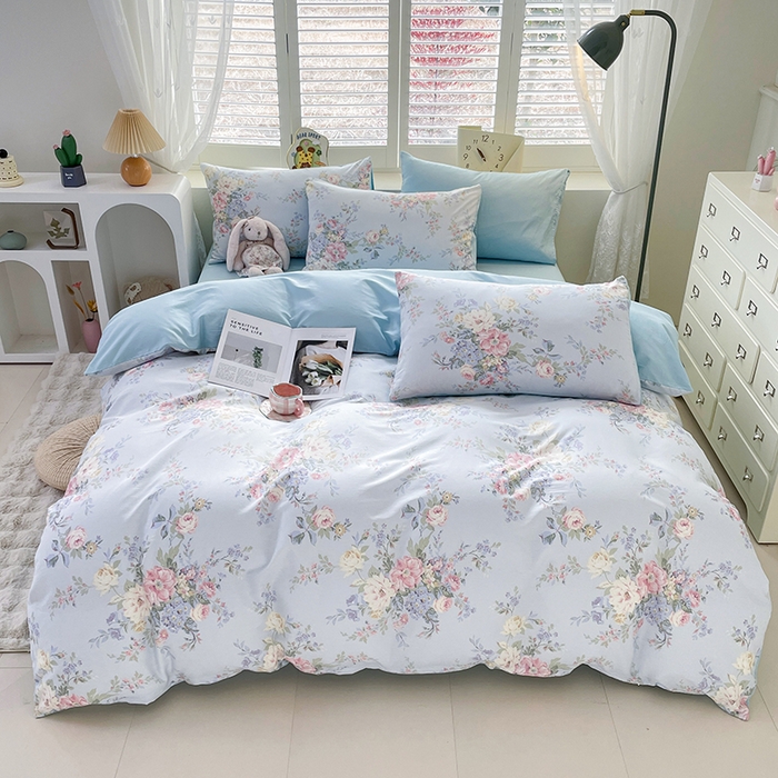 91家纺网 家纺一手货源 找家纺 宜家坊 2025热款全棉四件套学生床三件套单品床单床笠单被套印花小清新卡通碎花纯棉三四件套 花团锦簇