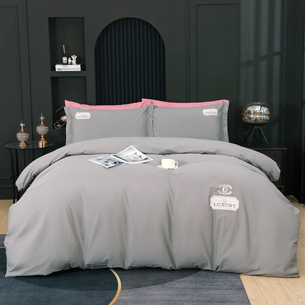 浩情国际婚庆供货中心 2026新品春夏四季款全棉纯棉高端绣花四件套-纽约风情 纽约风情-金属灰