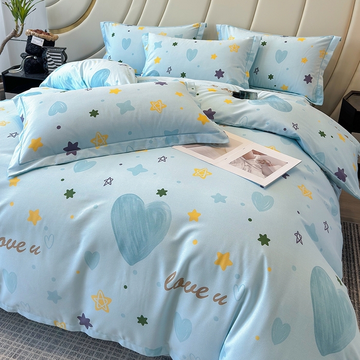 91家纺网 家纺一手货源 找家纺 海洋家纺 2025新款全棉磨毛四件套 快乐星球