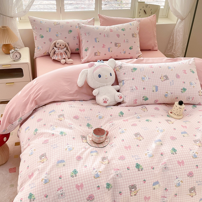 91家纺网 家纺一手货源 找家纺 宜家坊 2025全棉13070单被套印花小清新卡通碎花纯棉单品被套枕套（有预缩售后无忧 免费提供买家秀） 小不点们