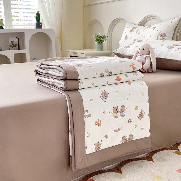 91家纺网 家纺一手货源 找家纺 丫丫家纺2025全棉夏被碎花卡通小清新简约纯棉夏凉被夏被四件套三件套风格三 卡皮吧啦