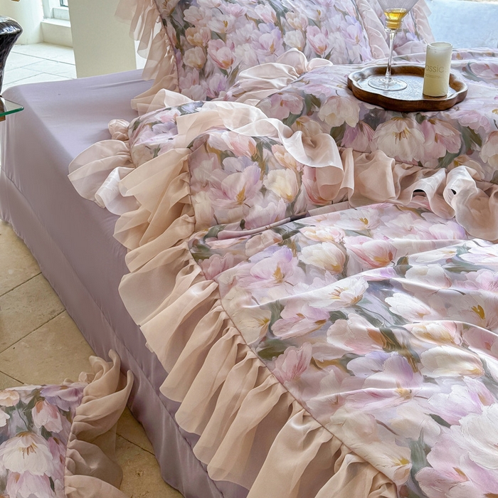 91家纺网 家纺一手货源 找家纺 仟网汇 2025新款韩版棉代尔法式四件套 仙本娜