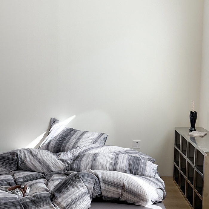 91家纺网 家纺一手货源 找家纺 窝米 2025新品简约时尚双层纱系列四件套 圣奇尼