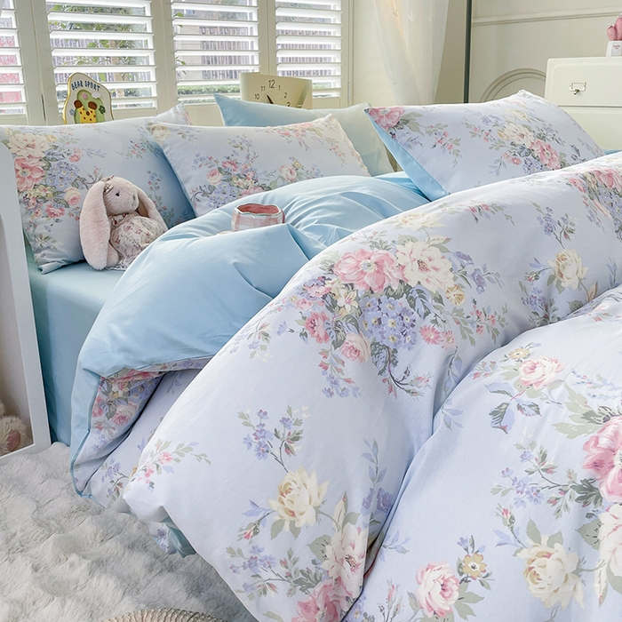 91家纺网 家纺一手货源 找家纺 宜家坊 2025热款全棉四件套学生床三件套单品床单床笠单被套印花小清新卡通碎花纯棉三四件套 花团锦簇