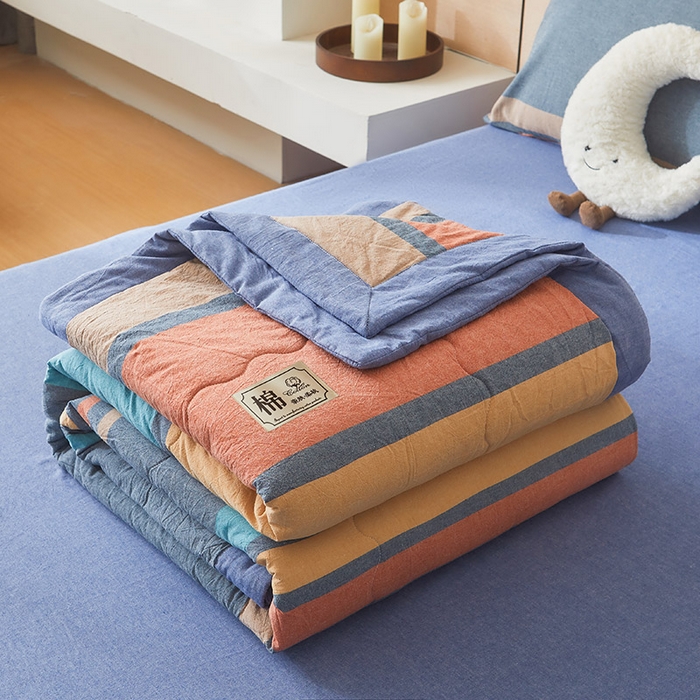 91家纺网 家纺一手货源 找家纺 招财星家纺 2025新款新疆棉花被夏被100%里外全棉棉花夏被无印风全棉色织水洗棉夏凉被空调被春秋被单人可机洗 京都